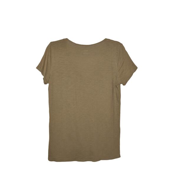 PINK VICTORIA'S SECRET $30 Olive Green Slub Knit V-Neck Short Sleeve Tee Medium - Picture 2 of 3